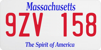 MA license plate 9ZV158