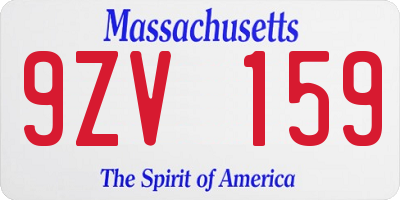 MA license plate 9ZV159