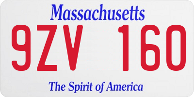 MA license plate 9ZV160