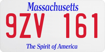 MA license plate 9ZV161