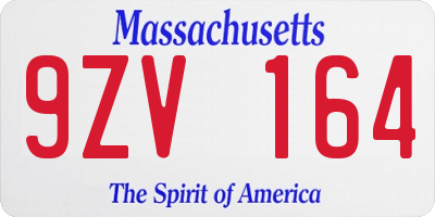 MA license plate 9ZV164