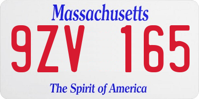 MA license plate 9ZV165