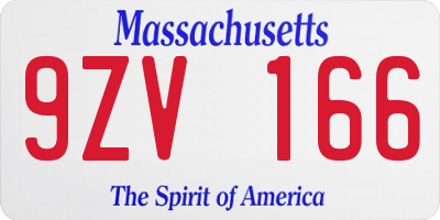 MA license plate 9ZV166