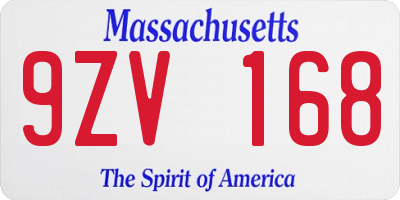 MA license plate 9ZV168