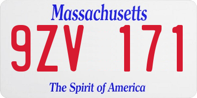 MA license plate 9ZV171