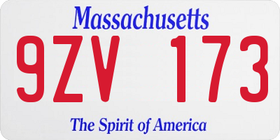 MA license plate 9ZV173