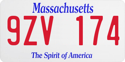 MA license plate 9ZV174