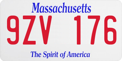 MA license plate 9ZV176