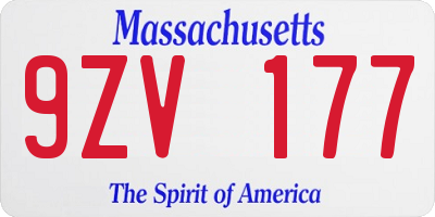 MA license plate 9ZV177