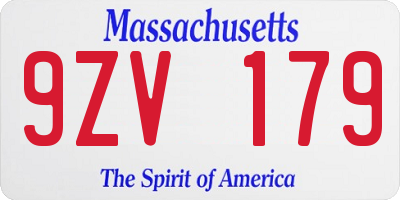 MA license plate 9ZV179