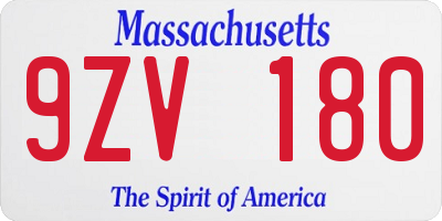 MA license plate 9ZV180