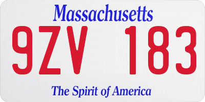 MA license plate 9ZV183