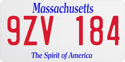 MA license plate 9ZV184