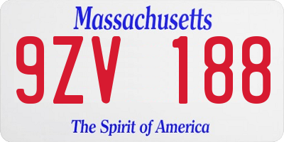 MA license plate 9ZV188