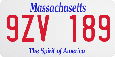 MA license plate 9ZV189