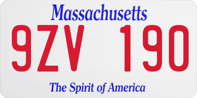 MA license plate 9ZV190