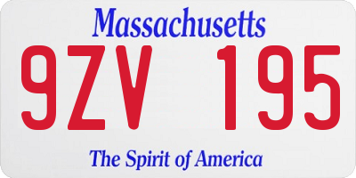 MA license plate 9ZV195