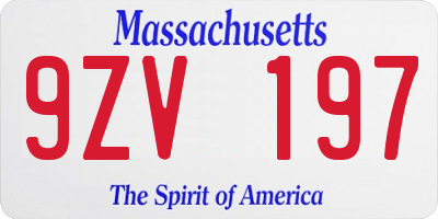 MA license plate 9ZV197