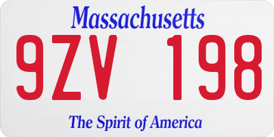 MA license plate 9ZV198