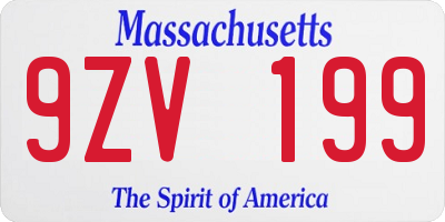 MA license plate 9ZV199