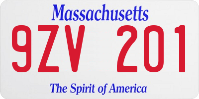 MA license plate 9ZV201