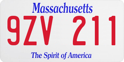 MA license plate 9ZV211