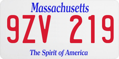 MA license plate 9ZV219