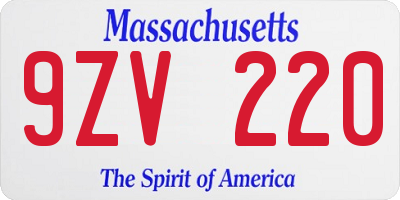 MA license plate 9ZV220