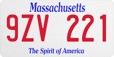 MA license plate 9ZV221