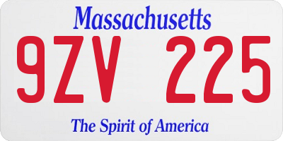 MA license plate 9ZV225