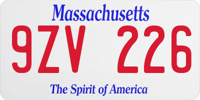 MA license plate 9ZV226