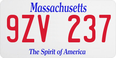 MA license plate 9ZV237