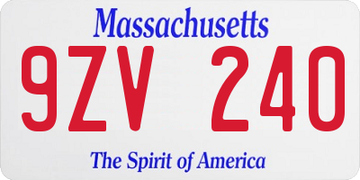 MA license plate 9ZV240