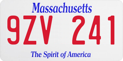 MA license plate 9ZV241