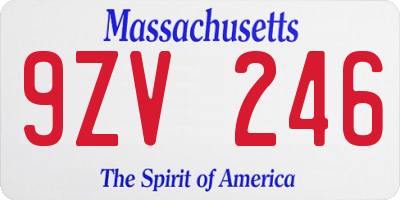 MA license plate 9ZV246