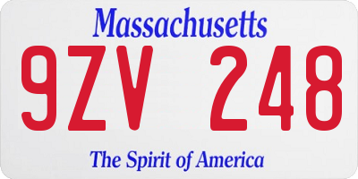 MA license plate 9ZV248