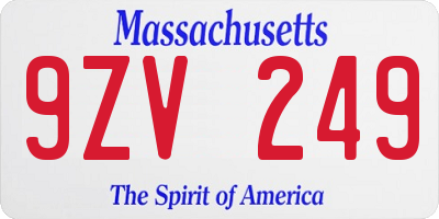 MA license plate 9ZV249