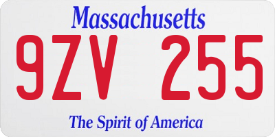 MA license plate 9ZV255