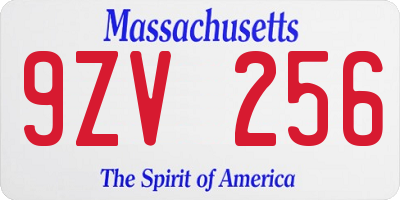 MA license plate 9ZV256