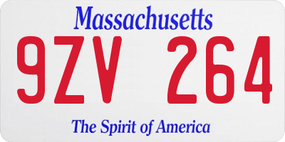 MA license plate 9ZV264