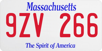 MA license plate 9ZV266