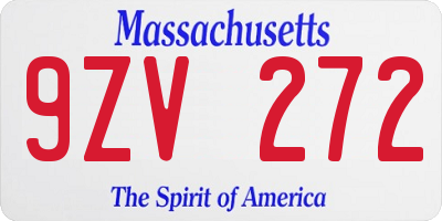 MA license plate 9ZV272