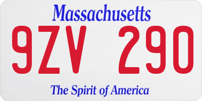 MA license plate 9ZV290