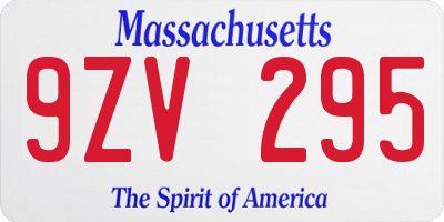 MA license plate 9ZV295