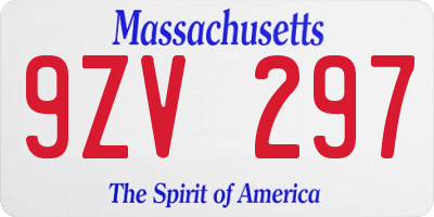 MA license plate 9ZV297