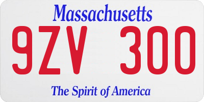 MA license plate 9ZV300