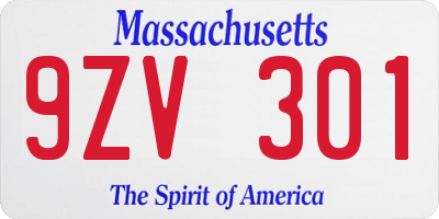 MA license plate 9ZV301