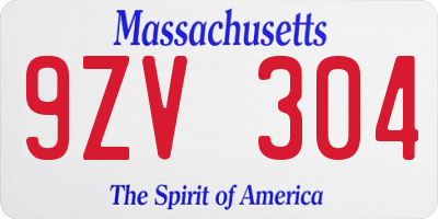 MA license plate 9ZV304