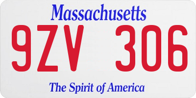 MA license plate 9ZV306