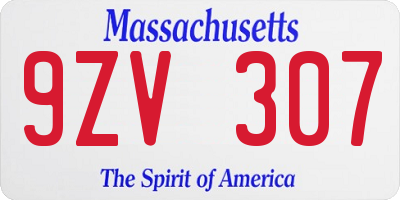 MA license plate 9ZV307